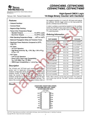 CD74HC4060PWRE4 datasheet  